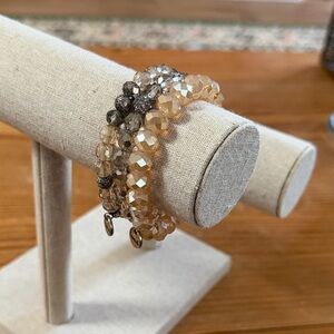 Set of three Ermish faceted bead stretch bracelets
